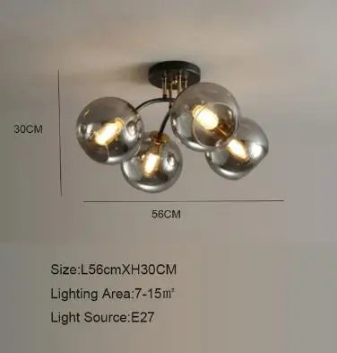 Plafonnier industriel en verre fumé pour décoration moderne — LZ4X9T