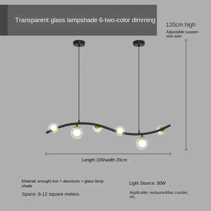 Lustre suspension en verre noir style nordique pour bar et restaurant — LZ4X9J