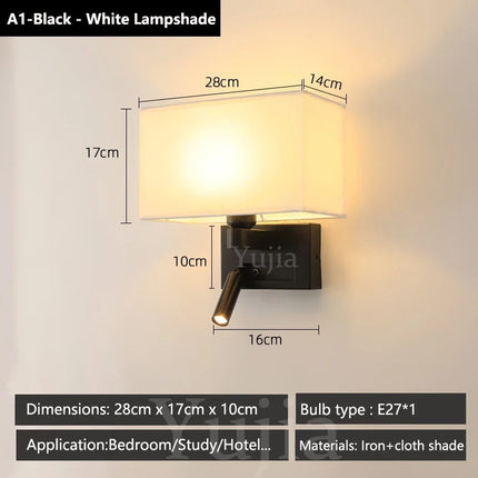 Applique murale avec abat-jour en tissu et spot orientable 360° — LZ4XJ9