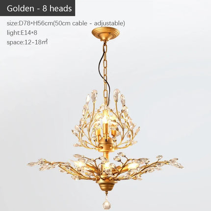 Suspension bougie LED style nordique en cristal pour salon et hôtel — LZ4T9X