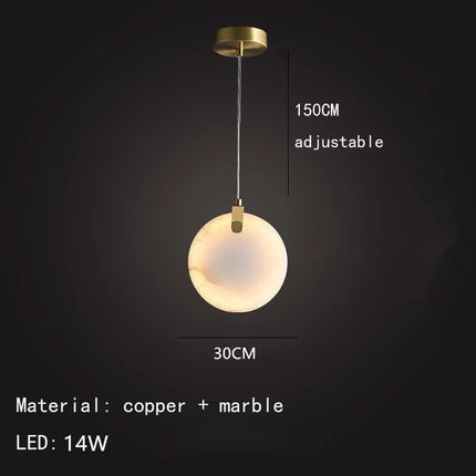Lustre LED en marbre naturel avec câble réglable en laiton — LZ4X9P2