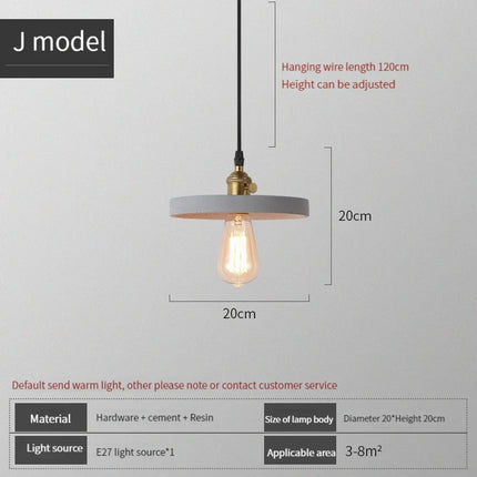 Suspension industrielle avec abat-jour en ciment et béton — LZ4X9T