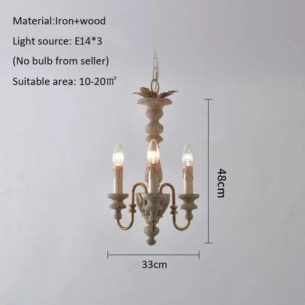 Lustre en bois massif style rural nordique américain rétro — LZ4D9XQ