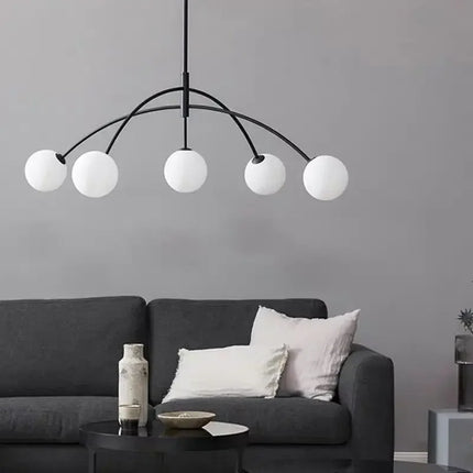 Lustre suspension moderne en verre laiteux pour intérieur élégant — LZ4X9T