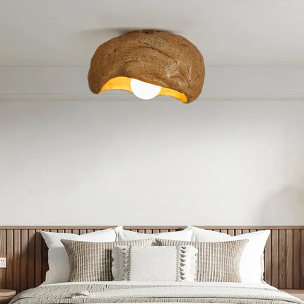 Plafonnier LED en résine style japonais Wabi-Sabi pour décoration silencieuse — LZ4XJ9