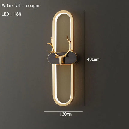 Applique murale réglable tête de cerf en cuivre pour intérieur — LZ4M9T2