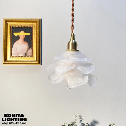 Suspension rétro en verre aux pétales design fait main — LZ4F9Q2