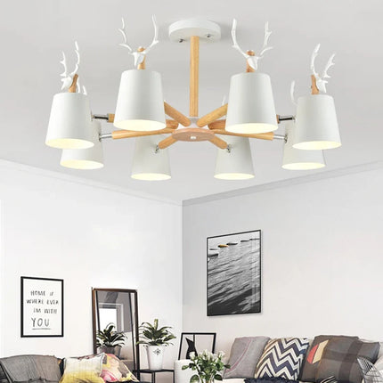 Plafonnier moderne en bois motif cerf pour décoration intérieure — LZ4X9P2