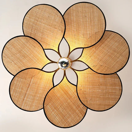 Lustre LED tissé en paille de fleur japonaise pour intérieur — LZ4X9JQ