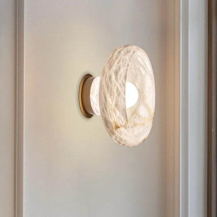 Lampe de chevet en laiton et marbre naturel motif flocon de neige — LZ4X9T