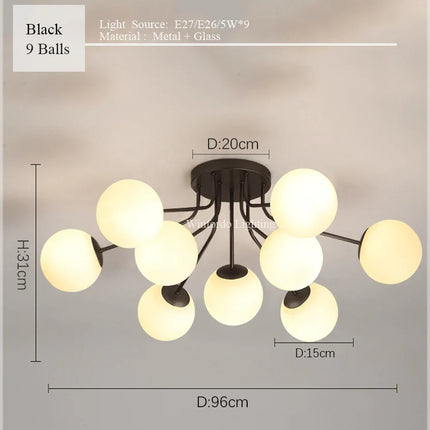 Suspension lustre LED boule de verre pour éclairage direct — LZ4X9P