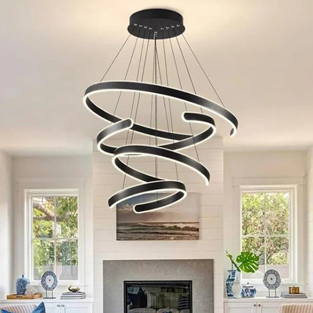Lustre design minimaliste anneaux LED ouverts