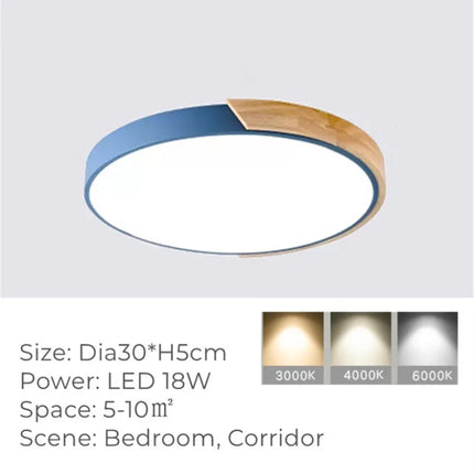 Plafonnier LED rond ultra-fin effet grain de bois — LZ4X9P2Q