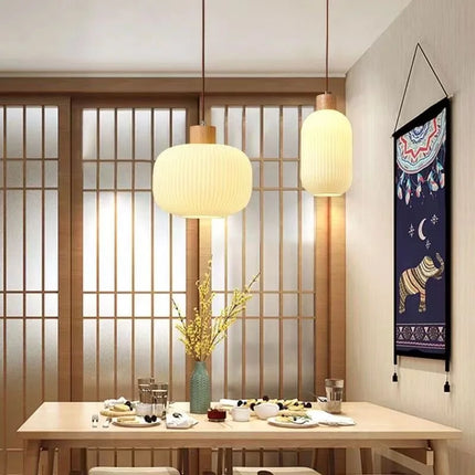 Suspension en verre avec décor en bois style nordique — LZ4X9P