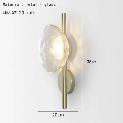 Applique murale nordique en verre transparent avec lampe métal — LZ4N7Q2