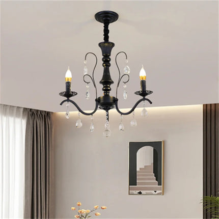 Lustre en fer forgé avec cristaux suspendus pour intérieur raffiné — LZ4X9P2