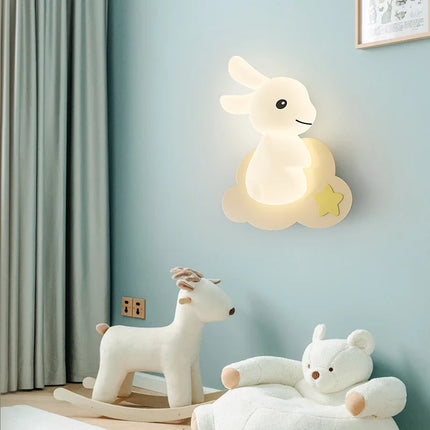 Applique murale enfant avec motif lapin, carotte et nuage lumineux — LZ4T9Q2N