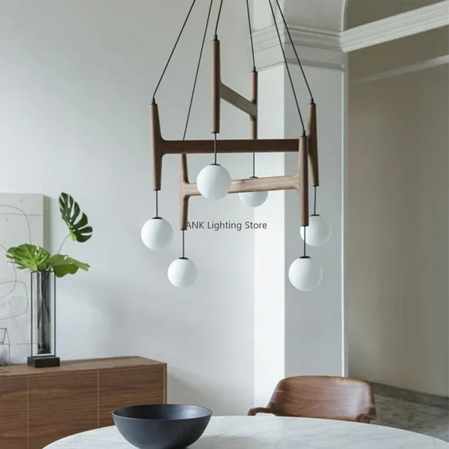 Italien Porada ASTRA Suspension En Bois Lumière Rétro Multi Tête Minimaliste Restaurant Salon Lustre LED Intérieur Decora Lampe