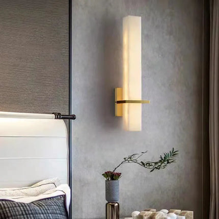 Applique murale cuboïde en marbre naturel et cuivre pour ambiance lumineuse — LZ4T9XQ