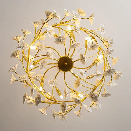 Lustre en céramique à motifs floraux français pour décoration romantique — LZ4X9P2