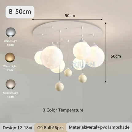 Lustre suspension 3D LED boule ronde lune intérieure — LZ4X9P