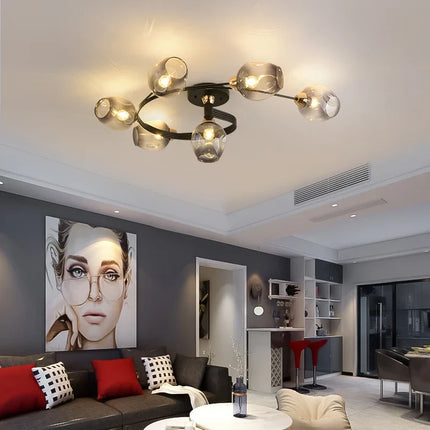 Lustre suspension nordique en spirale verre et fer — LZ4X9P2
