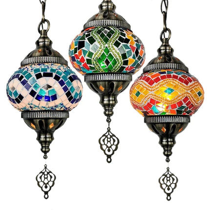 Suspension en verre teinté style méditerranéen au design bohème romantique — LZ4X9P