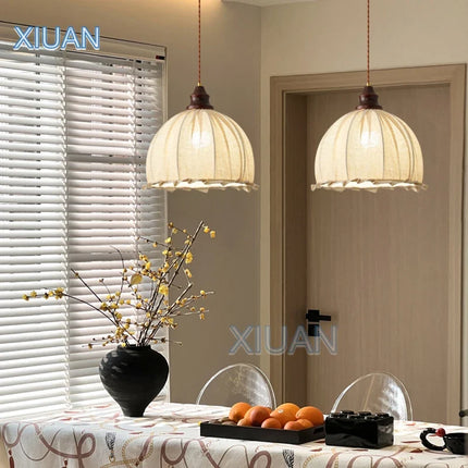 Lustre suspension rétro en lin style wabi-sabi pour décoration médiévale — LZ4X9P2