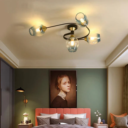 Lustre suspension nordique en spirale verre et fer — LZ7XQ2