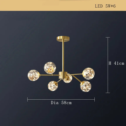 Lustre suspension minimaliste en cuivre avec LED étoile — LZ4X9T