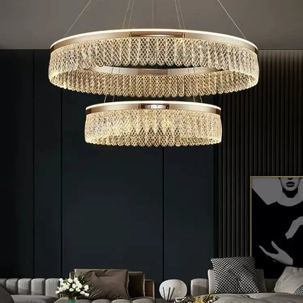 Lustre moderne créatif anneau de luxe en cristal Sandyha — LZ4P9XJ