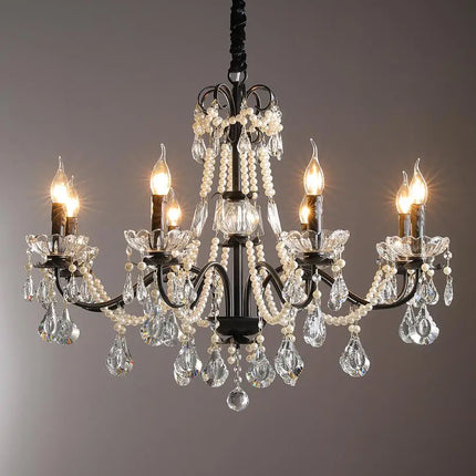 Lustre moderne en cristal orné de perles avec éclairage LED — LZ4X9P2