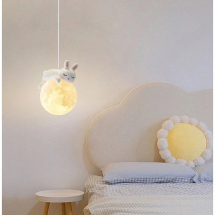 Suspension veilleuse 3D lune et lapin blanc pour enfant — LZ4N7Q