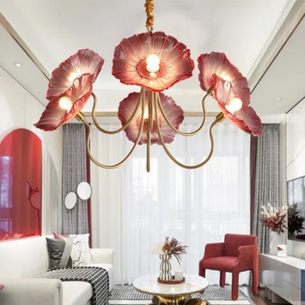 Lustre moderne en verre design fleur de lotus lumineux — LZ4X9P2