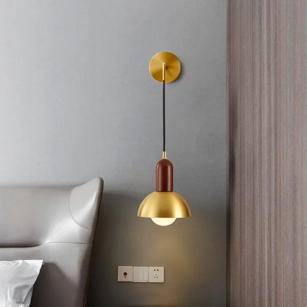 Lustre minimaliste en noyer noir avec applique murale en laiton style japonais — LZ4X9P