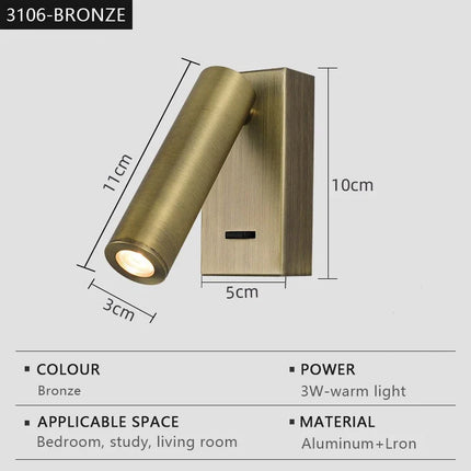 Applique murale LED moderne rotative et réglable pour lecture — LZ4X9P