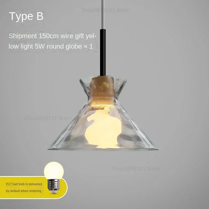 Lustre suspension en bois et verre style nordique — LZ4P9XQ