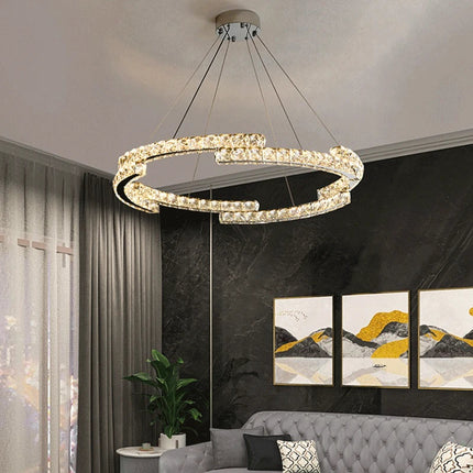 Lustre nordique en cristal et acier inoxydable avec LED miroir — LZ4X9M
