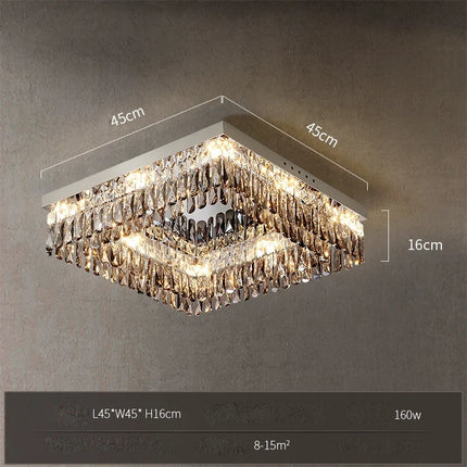 Plafonnier LED doré à intensité variable avec cristal design moderne — LZ4X9P2
