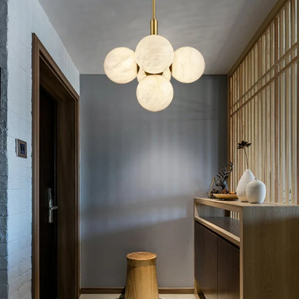Lustre rond en cuivre minimaliste avec marbre — LZ4X9P2