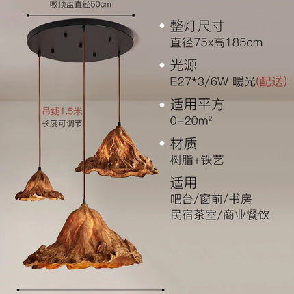 Suspension en résine style wabi-sabi zen vintage pour intérieur — LZ4X9T