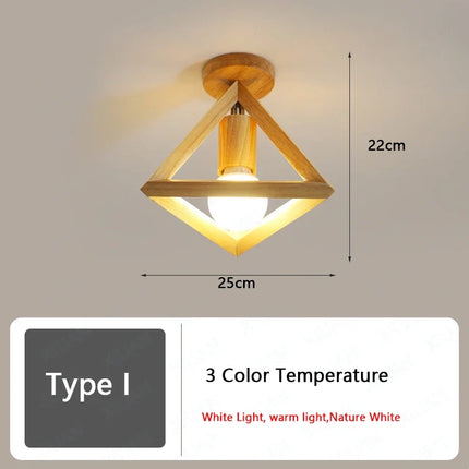 Plafonnier LED en bois nordique avec 3 températures de couleur pour couloir et entrée — LZ4P9XQ
