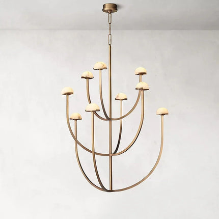 Lustre en marbre naturel espagnol avec LED et finition cuivre style rétro — LZ4X9T1