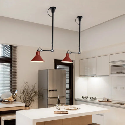 Lustre rétro américain avec abat-jour ajustable en hauteur — LZ4X7JQ