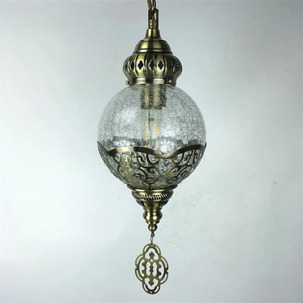 Suspension vintage bohème en verre craquelé fait main — LZ4X9T2