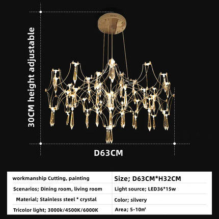 Lustre cube LED en cristal et acier inoxydable post-moderne — LZ4X9T