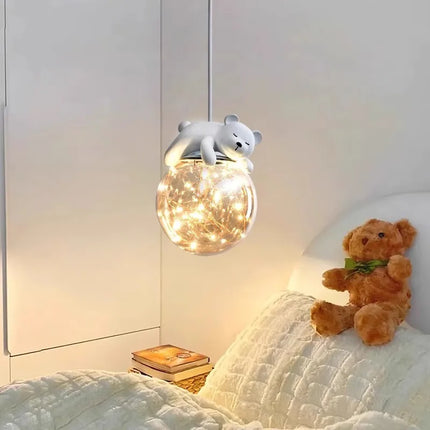 Lustre moderne mignon avec ours et lapin pour chambre d’enfants — LZ4Q7M9