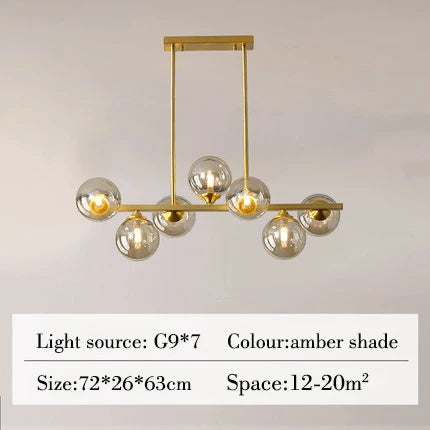 Lustre suspension en cuivre avec globe en verre pour intérieur — LZ4X9P2