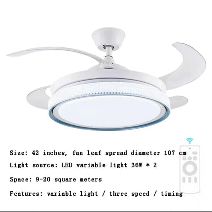 Plafonnier LED intelligent à pales rétractables au design moderne — LZ4X9T