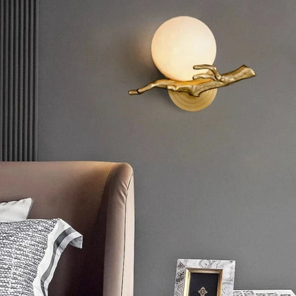 Applique murale LED en marbre et cuivre décorative — LZ4X7P